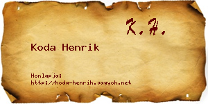 Koda Henrik névjegykártya